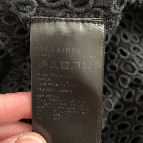 All Saints Glesni Waist Embroidered Black Dress - Picture 5 of 7